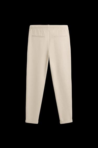 EASY CARE JOGGER WAIST TROUSERS - Sand by Zara