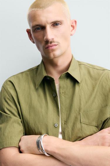 RELAXED FIT FLOWING SHIRT - Dark olive by Zara