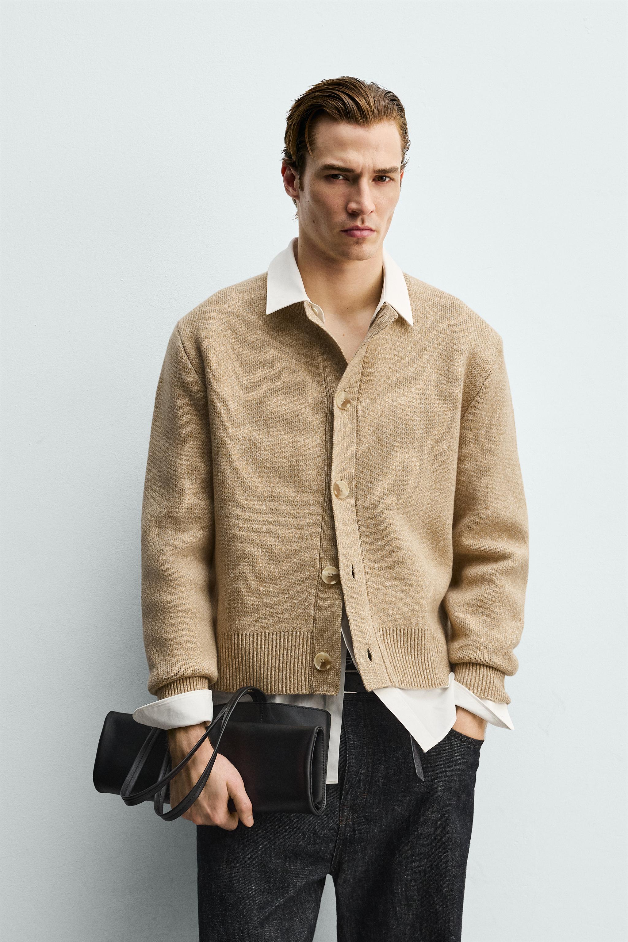 RELAXED FIT TEXTURED CARDIGAN - Beige | ZARA United States
