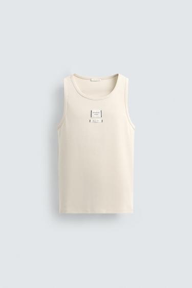 CAMISETA TANK ETIQUETAS - Beige claro de Zara