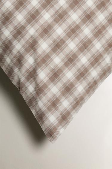 CHILDREN'S CHECK FLANNEL PILLOWCASE - Brown by Zara - Image 4