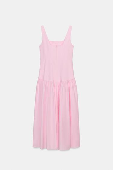 VESTIDO POPELINA TIRANTES ZW COLLECTION - Rosa pastel de Zara