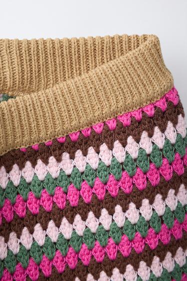SHORT EN MAILLE CROCHET À RAYURES - Multicolore de Zara - Image 2