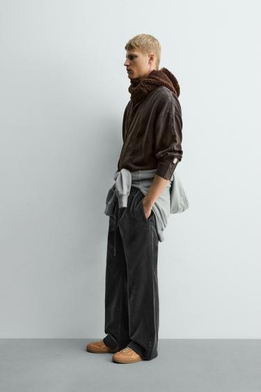 WASHED KNITTED CARDIGAN WITH STRIPES X SR_A - Navy blue by Zara - Image 4