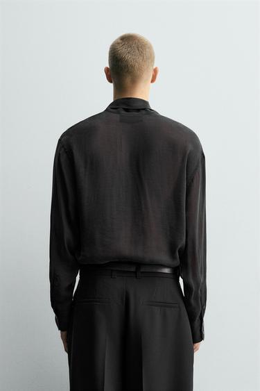CHEMISE SEMI-TRANSPARENTE À NŒUD - Noir de Zara - Image 2