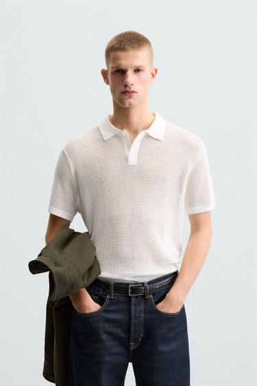 POLO COM TEXTURA E RENDILHADOS - Cru da Zara