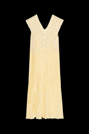 PLISSEEKLEID MIT STICKEREI ZW COLLECTION - Gelb von Zara - Bild 0