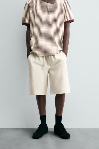 BERMUDA DENIM LAVADA - Blanco roto de Zara