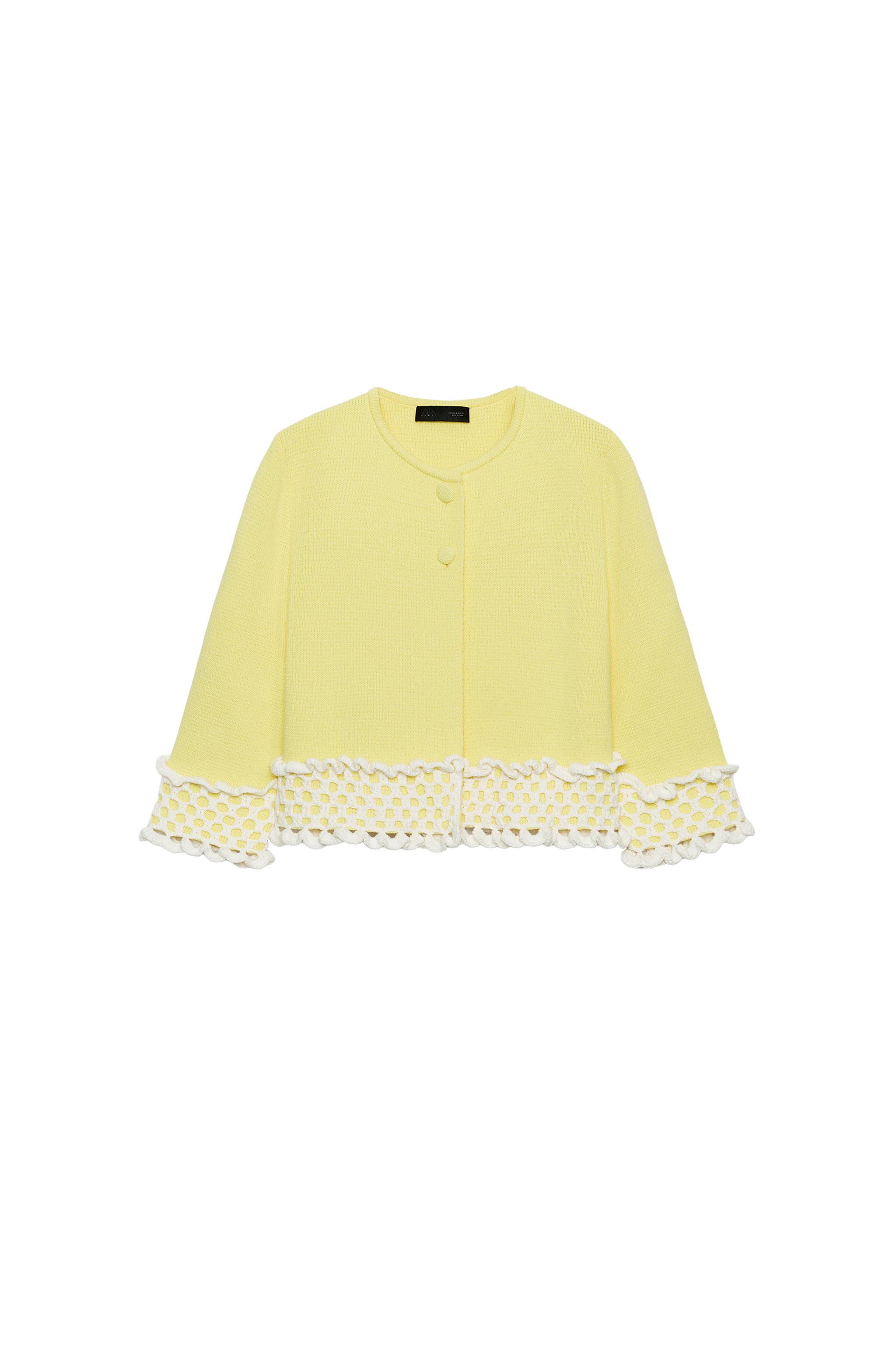 クロシェ編みニットジャケット - イエロー | ZARA Japan / 日本