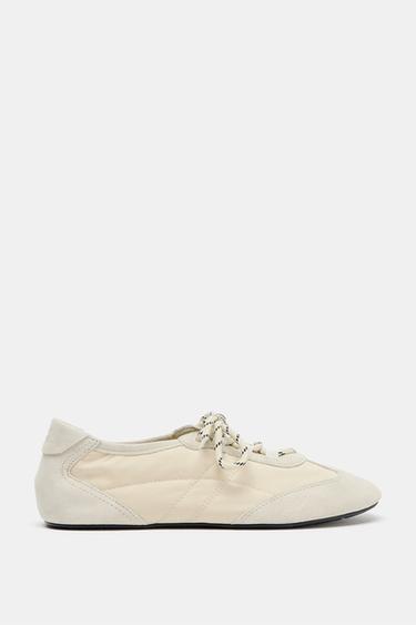 Zara COMBINED SPORTY BALLET FLATS - White - Image 0