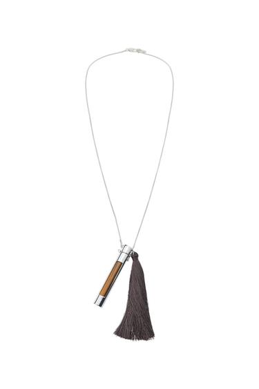 Zara METAL FRINGED TUBE NECKLACE - Silver