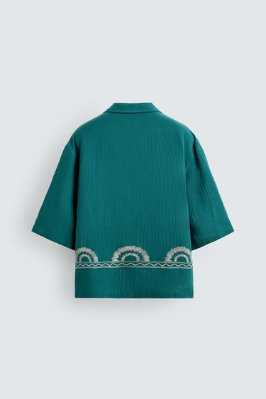 EMBROIDERED FRIEZE SHIRT - Duck blue by Zara - Image 7