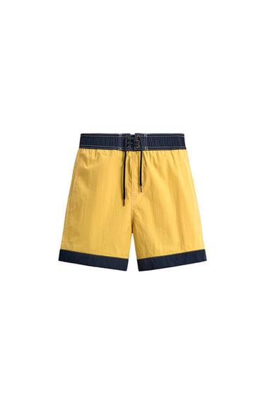 CONTRAST LONG SWIMMING TRUNKS - Light yellow by Zara