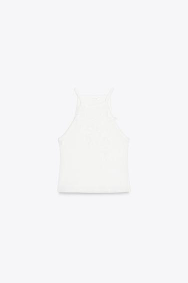 MAGLIETTA A COSTINE RICAMATA - Bianco di Zara