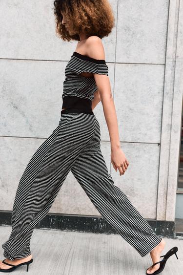 STRIPED BOUCLÉ TOP - Black / Ecru by Zara - Image 2