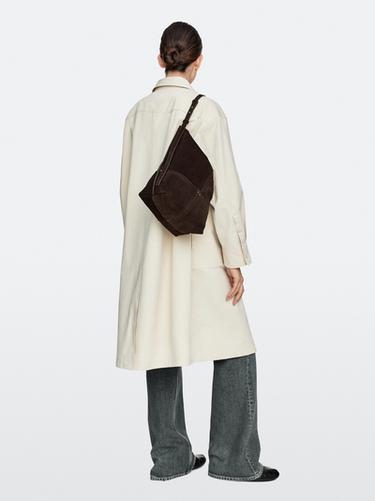 Zara Split suede leather bucket bag - Chocolate - Image 0