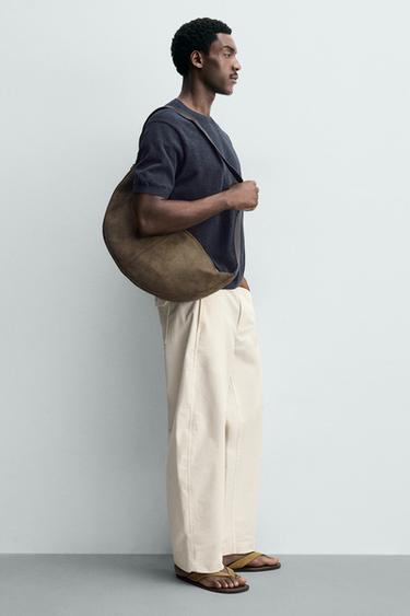 PLAIN SHOULDER BAG - Khaki Green by Zara - Image 1