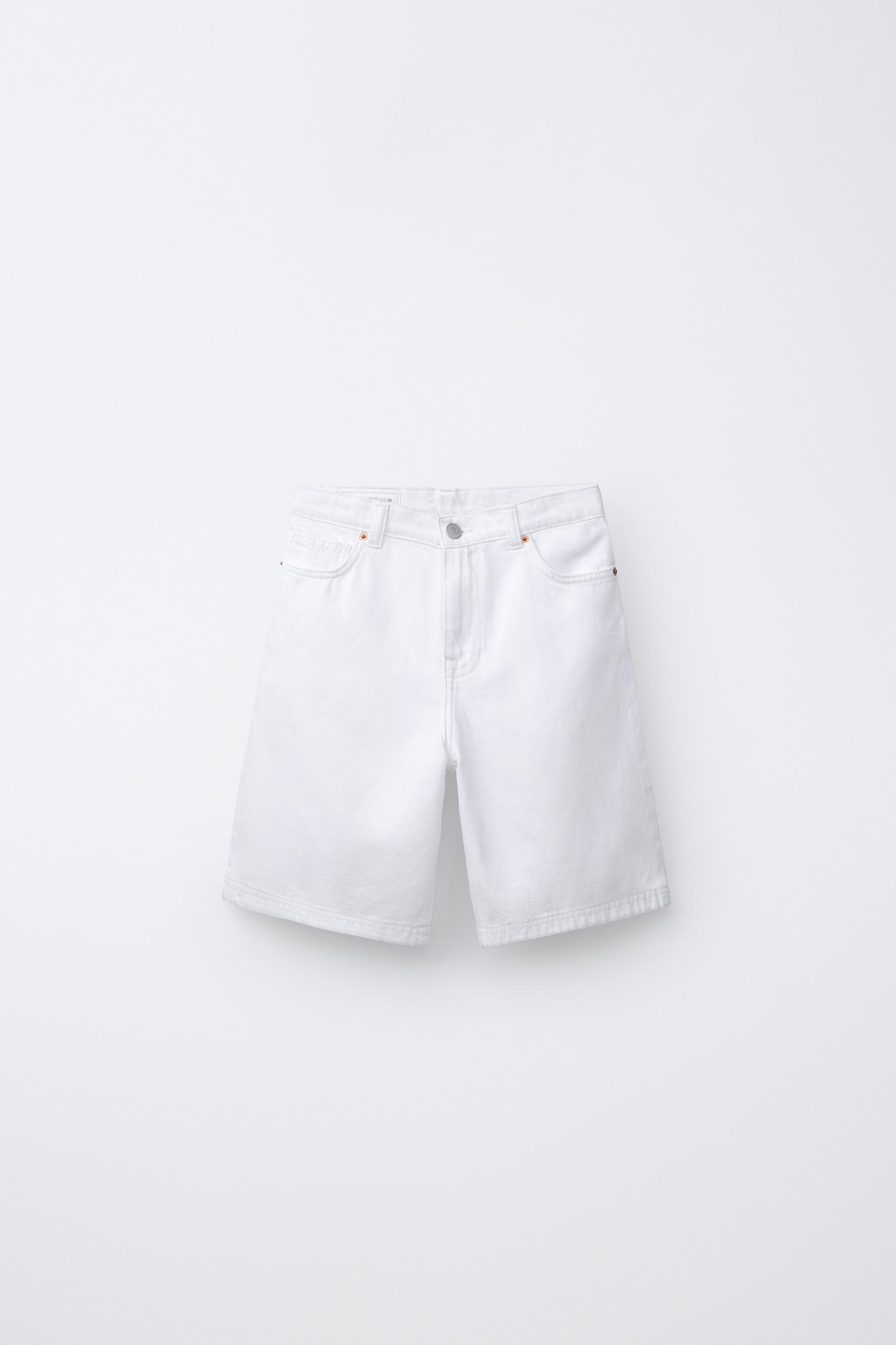 RELAXED BAGGY DENIM SHORTS - Oyster-white | ZARA Canada