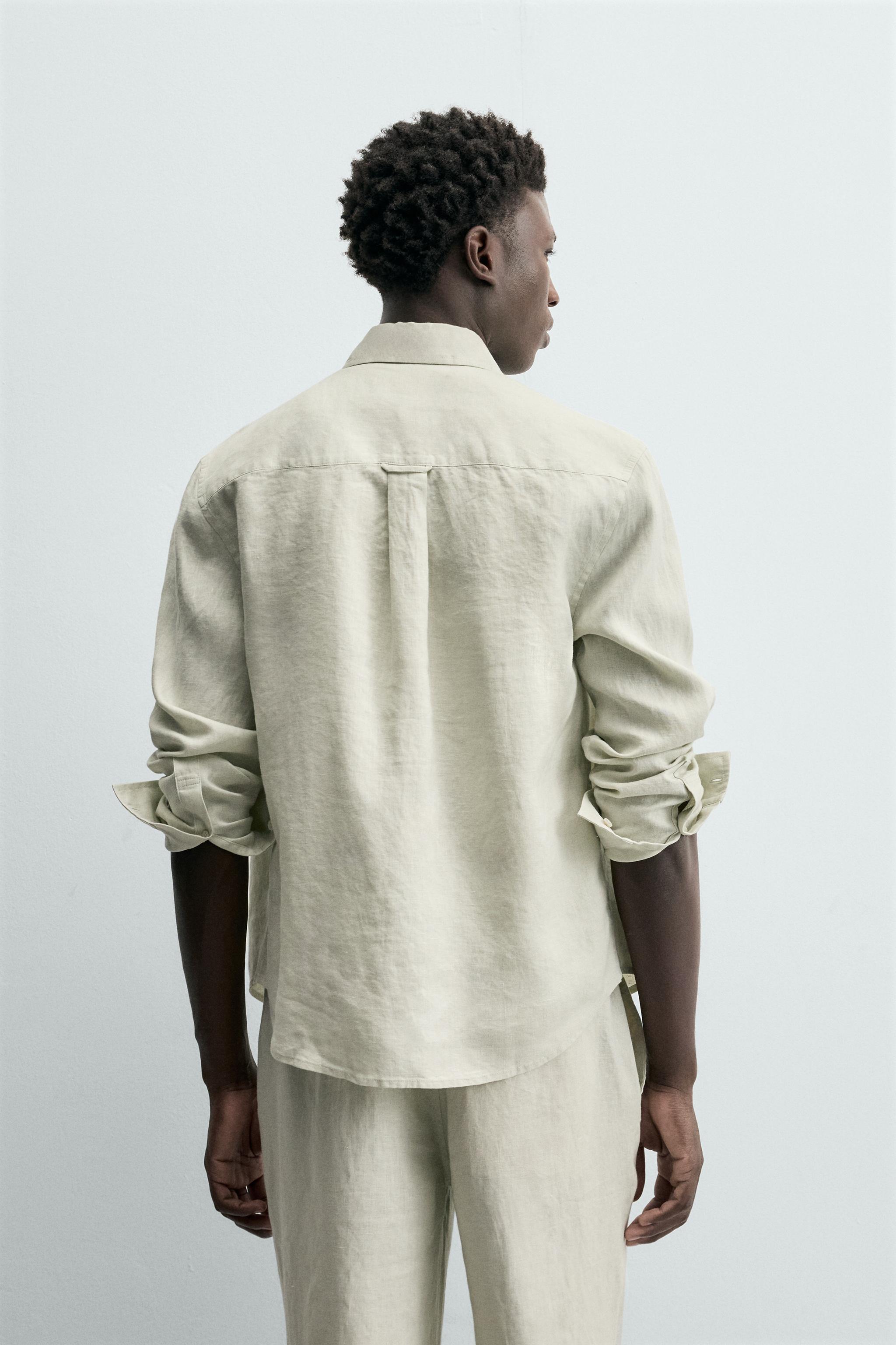 Zara %100 KETEN REGULAR FIT GÖMLEK görsel 3