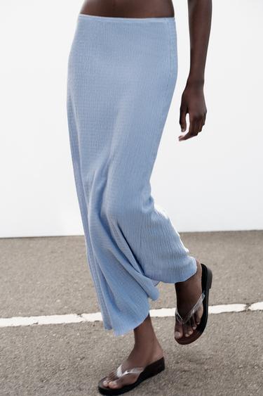 JUPE MI-LONGUE TEXTURÉE - Bleu clair de Zara - Image 3