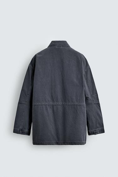 WASHED COTTON TEXTURED PARKA - Light indigo by Zara - Image 8