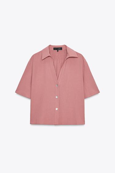 CAMISA MANGA CORTA EFECTO ARRUGADO - MARSALA de Zara