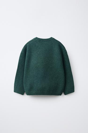 EMBROIDERED RUGBY BEAR KNIT SWEATER — Gray green 2