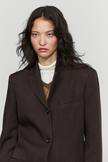100% wool long coat — Brown marl 1