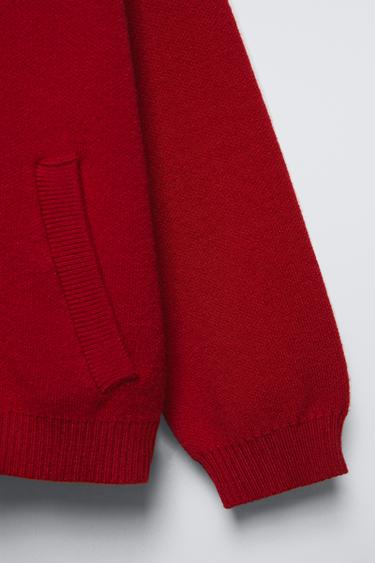 KNITTED BOMBER JACKET WITH BOW - Red by Zara - Image 3