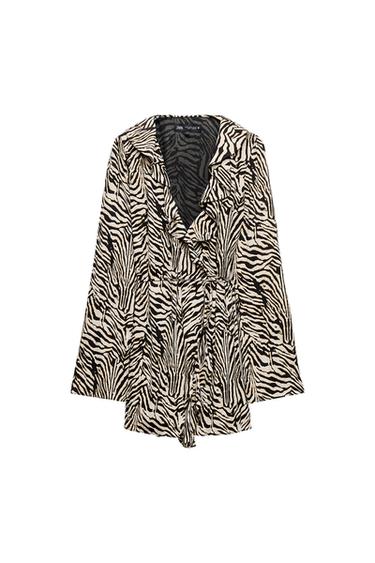 RUFFLED ANIMAL PRINT DRESS
