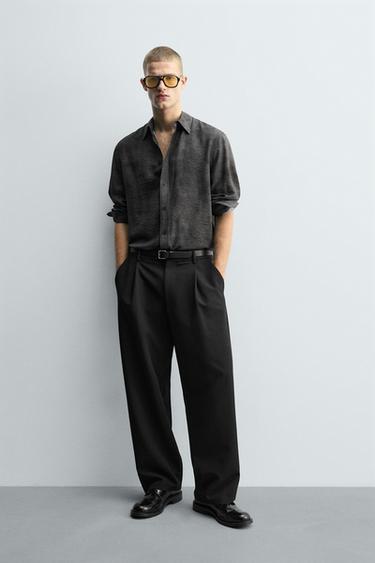 CHEMISE EN JACQUARD TEXTURÉ - Noir de Zara - Image 0