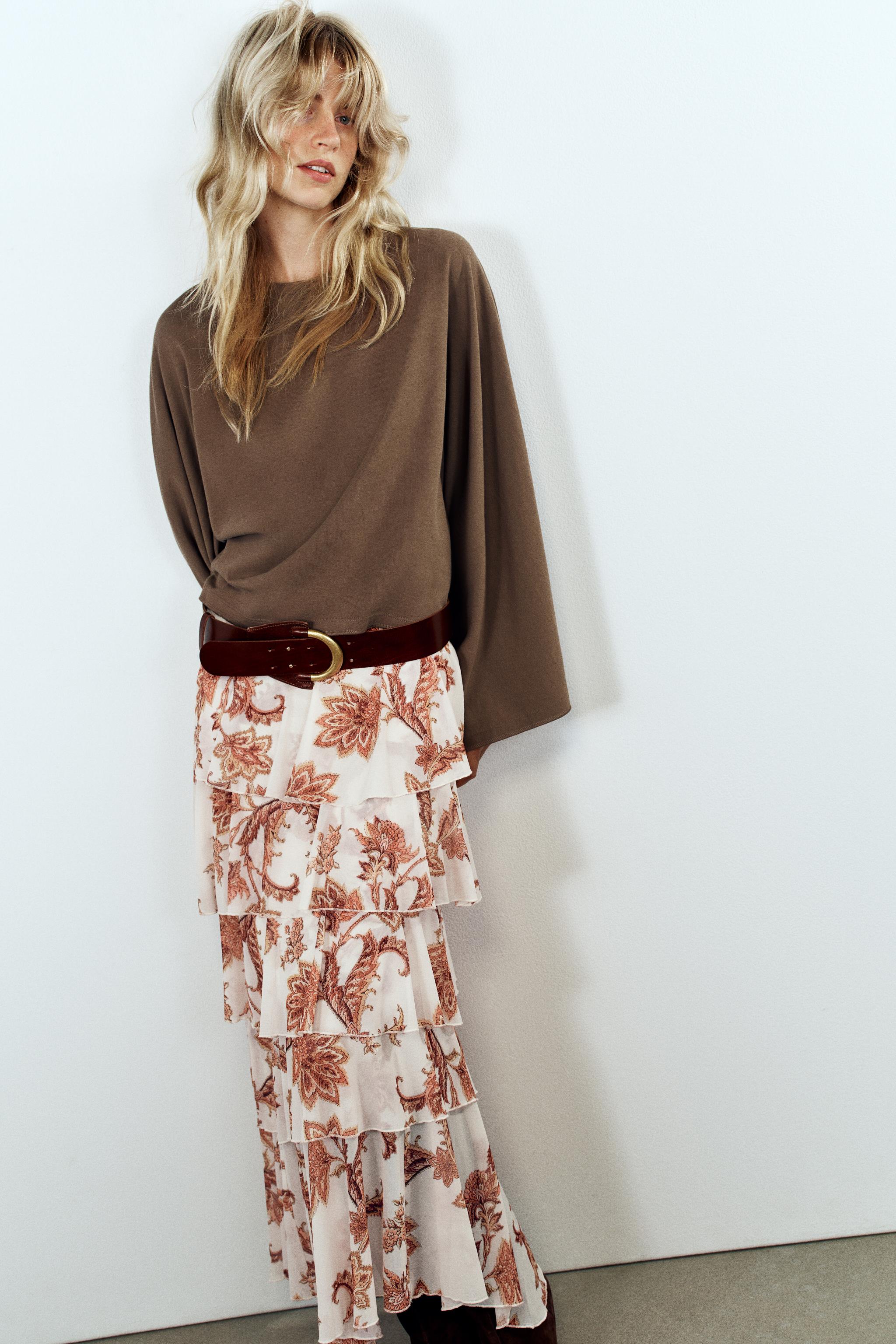 PRINTED RUFFLE SKIRT