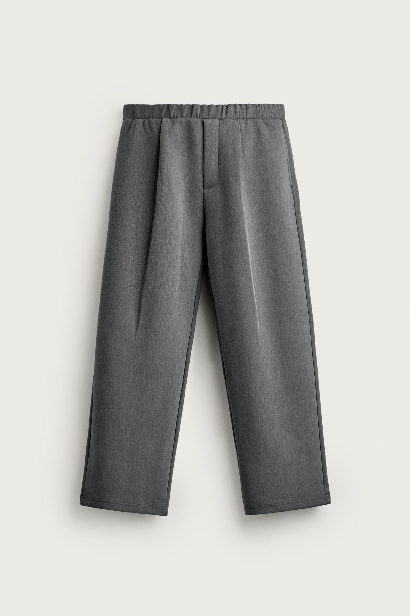 Мужские брюки Zara Pleated Wide Fit, цвет: Серый — фото 5
