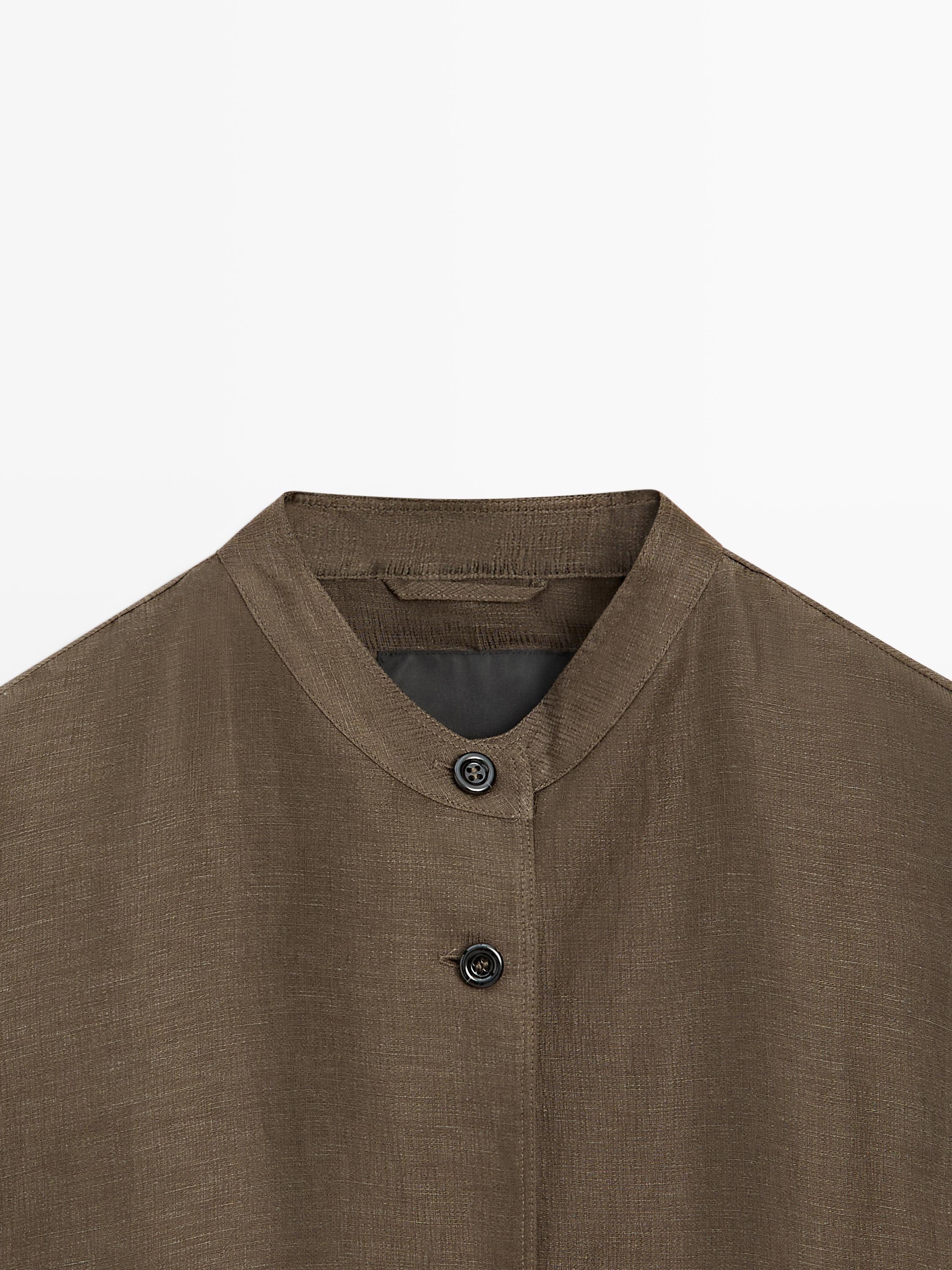 Linen and silk bomber jacket