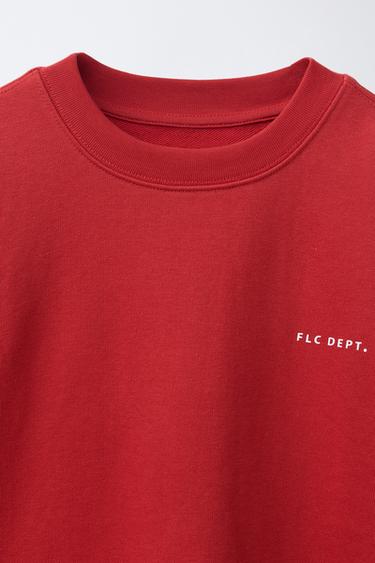 SWEAT MANCHES COURTES À INSCRIPTION - Rouge de Zara - Image 2