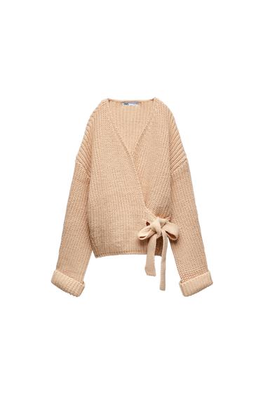 CROSSOVER CARDIGAN WITH TIE DETAIL