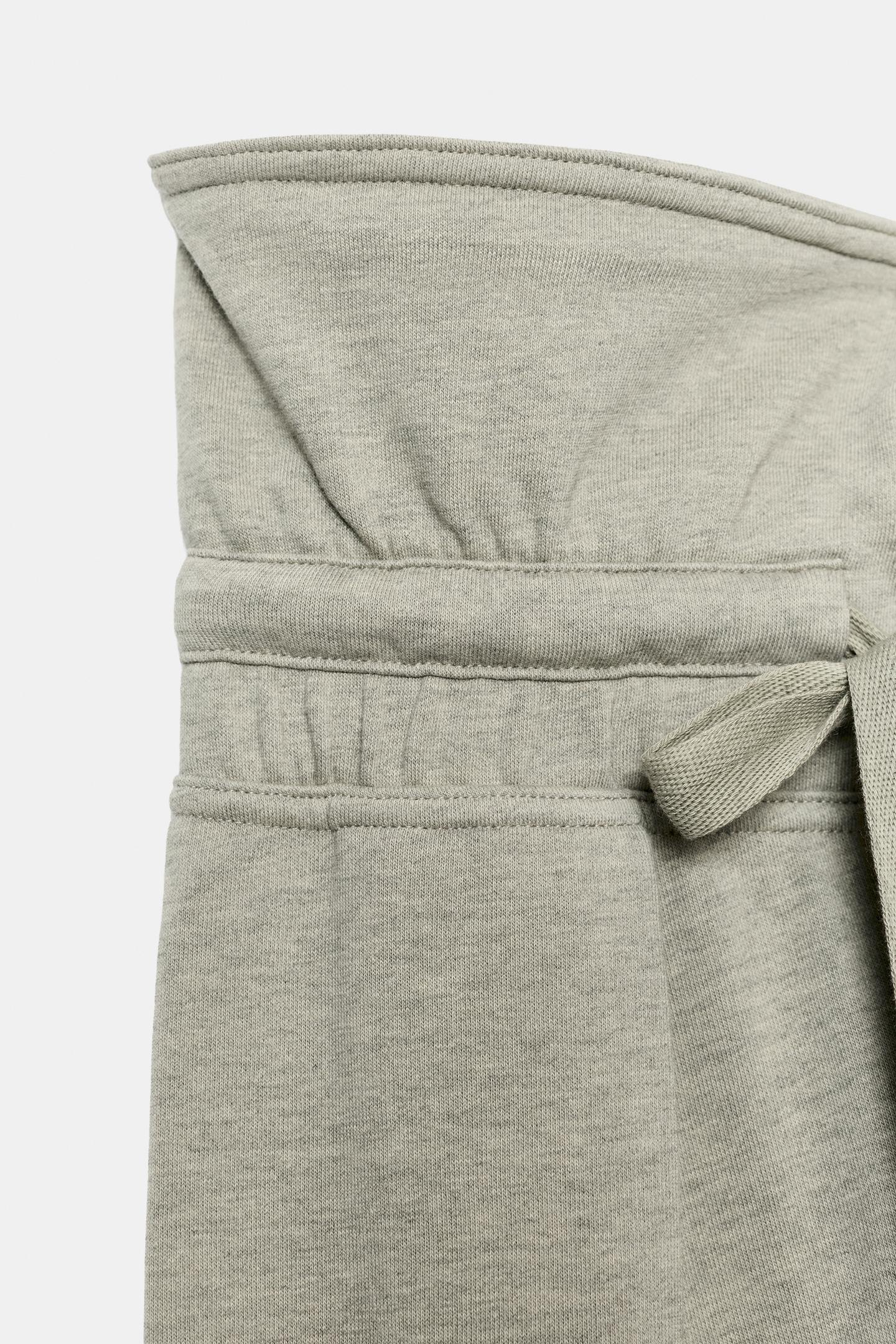 Женские брюки Zara Turn-Up Waist Drawstring, цвет: Серый зелёный — фото 9