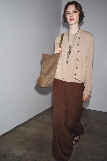 RUSTIC KNIT CARDIGAN - SAND/BROWN by Zara