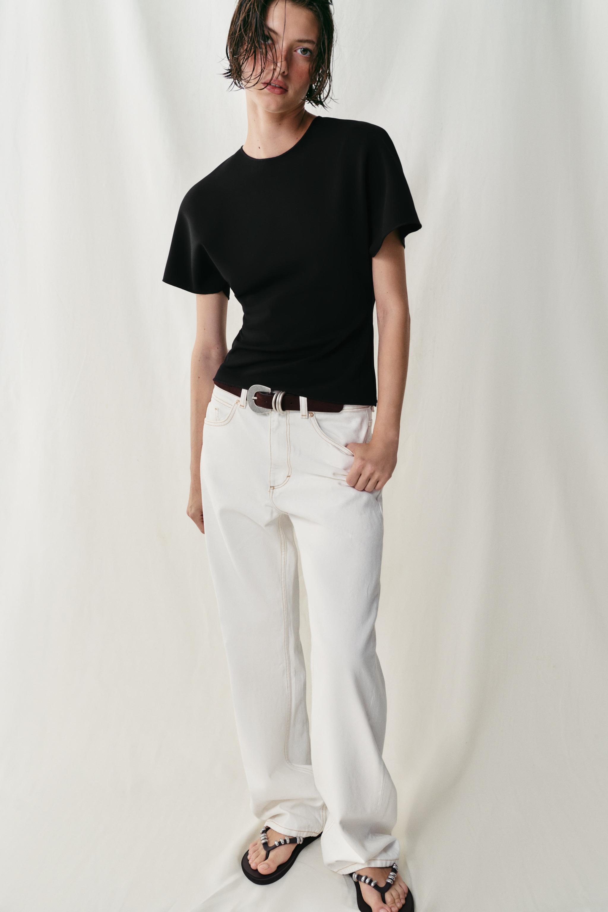 Zara PENCERE DETAYLI KISA KOLLU TOP