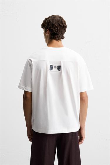 CONTRAST PATCH T-SHIRT - White by Zara - Image 2