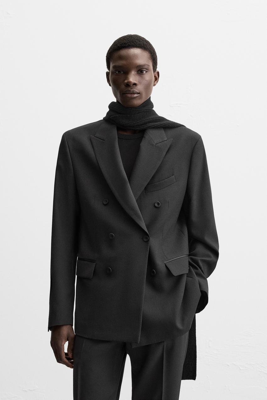 ダブルブレストブレザー ショールカラー - ブラック | ZARA Japan / 日本