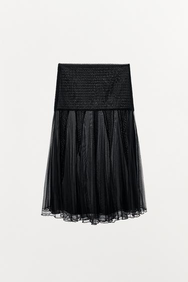 JUPE BIMATIÈRE EN DENTELLE ET TULLE - Noir de Zara - Image 3