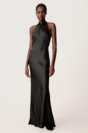 SATIN HALTER DRESS 50TH ANNIVERSARY - Black by Zara
