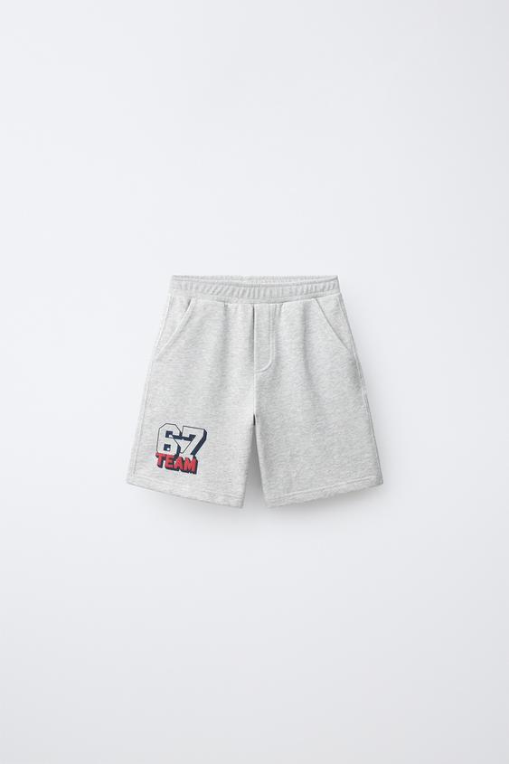 TEAM SIX SEVEN PLUSH BERMUDA SHORTS - Grey marl by Zara - Image 0