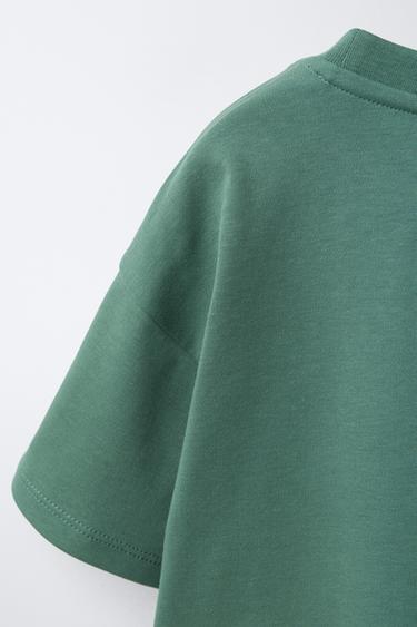 T-SHIRT INTERLOCK AVEC ÉTIQUETTE - Vert de Zara - Image 3