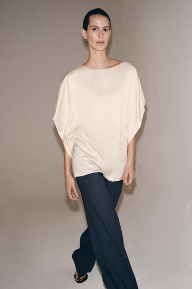 HAUT FLUIDE À MANCHES COURTES ZW COLLECTION - Écru de Zara - Image 4