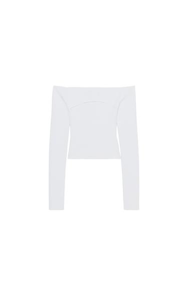 FITTED KNIT CUT-OUT TOP - White by Zara