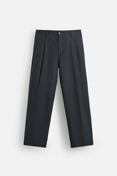 PANTALON COUPE REGULAR À PLIS - Bleu de Zara - Image 5