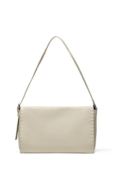 Sac bandoulière en cuir nappa à surpiqûres -  de Zara