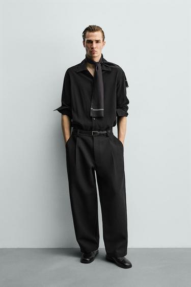 FLIESSENDES RELAXED FIT HEMD - Schwarz von Zara